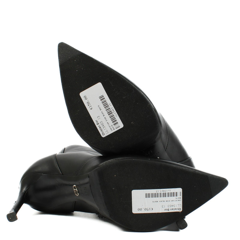 Christian Dior Black Leather Metal Star Ankle Boots - Size 37.5