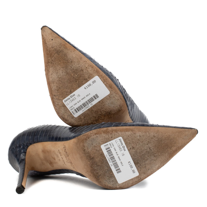 shop 100% authentic second hand Jimmy Choo Blue Python Heels - Size 36 1/2 on Labellov.com