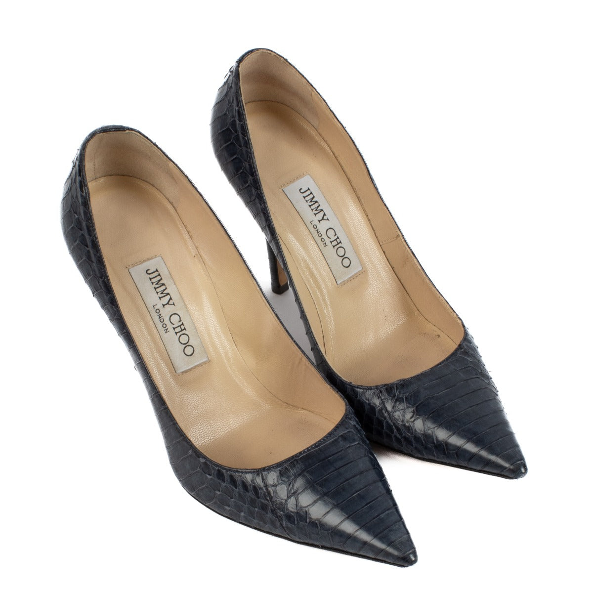 shop 100% authentic second hand Jimmy Choo Blue Python Heels - Size 36 1/2 on Labellov.com