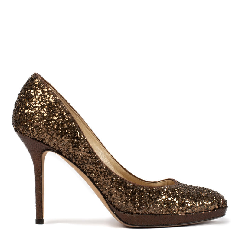 shop 100% authentic second hand Jimmy Choo Bronze Glitter Heels - Size 37 on Labellov.com