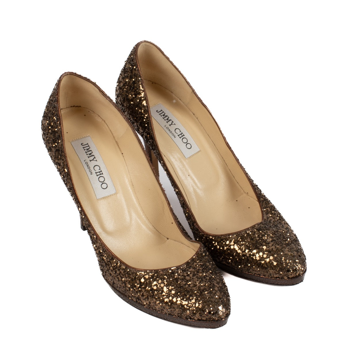 shop 100% authentic second hand Jimmy Choo Bronze Glitter Heels - Size 37 on Labellov.com
