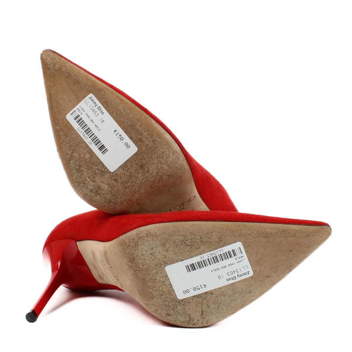 Jimmy Choo Red Suede Anouk 100 Pumps - Size 36.5