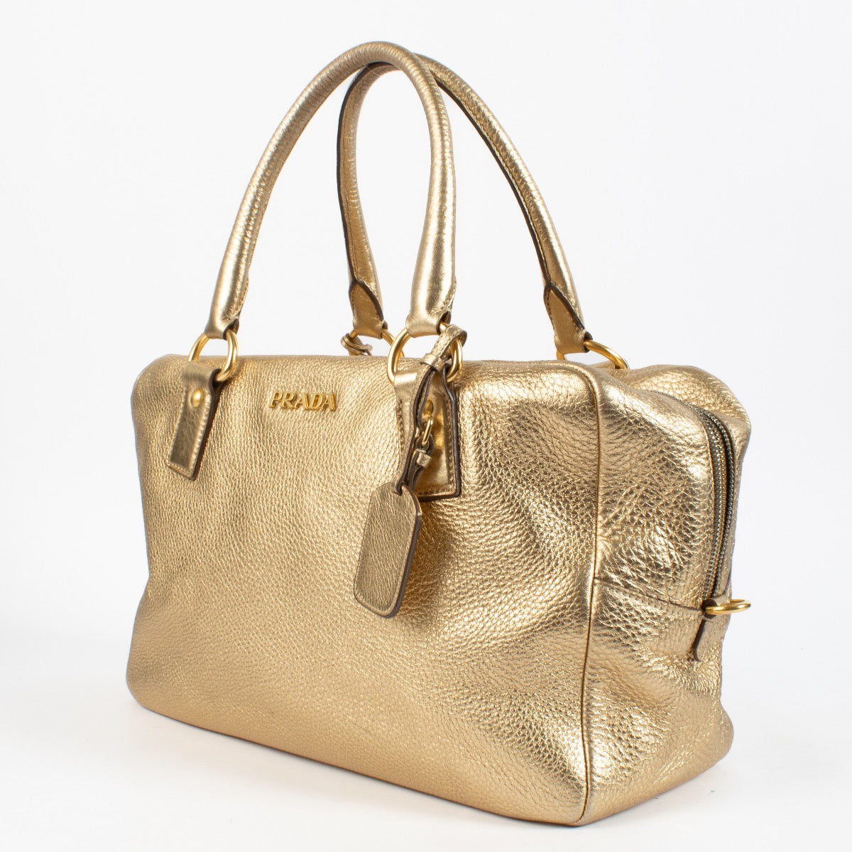 Prada Gold Vitello Daino Large Bauletto Bag