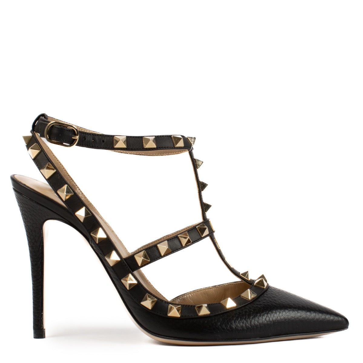 shop 100% authentic second hand Valentino Garavani Black Rockstud Caged 100 Heels - Size 37 on Labellov.com