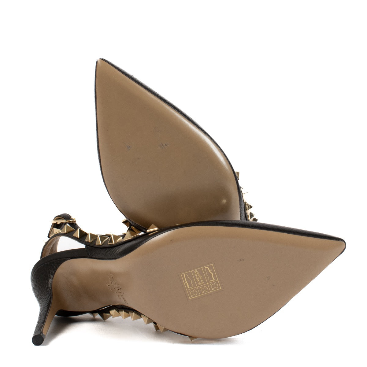 shop 100% authentic second hand Valentino Garavani Black Rockstud Caged 100 Heels - Size 37 on Labellov.com