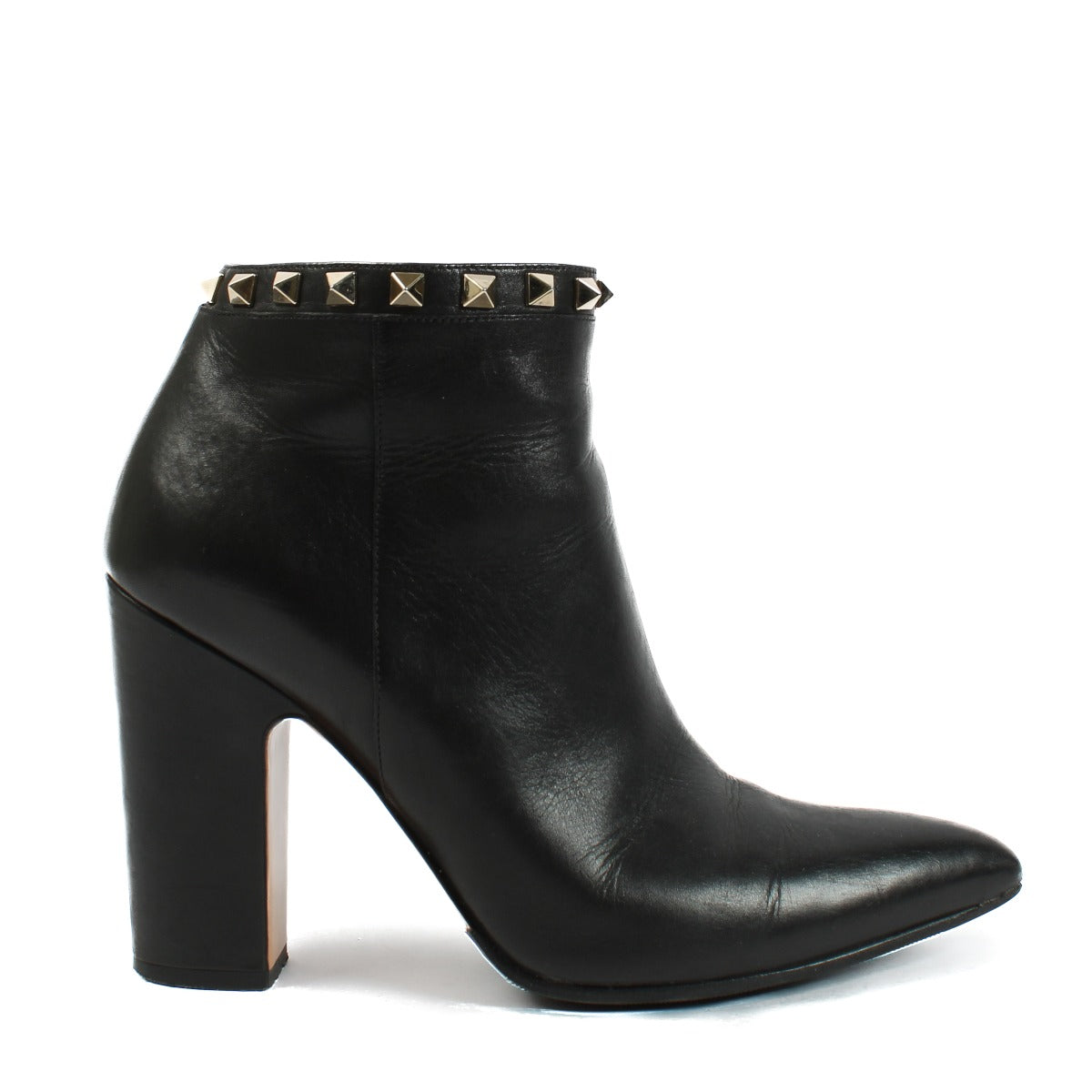 Valentino Garavani Black Leather Rockstud Ankle Boots