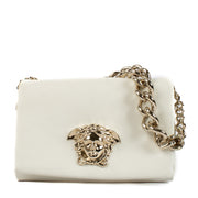 Shop safe online at Labellov in Antwerp, Brussels and Knokke this 100% authentic second hand Versace White Leather Palazzo Medusa Shoulder Bag