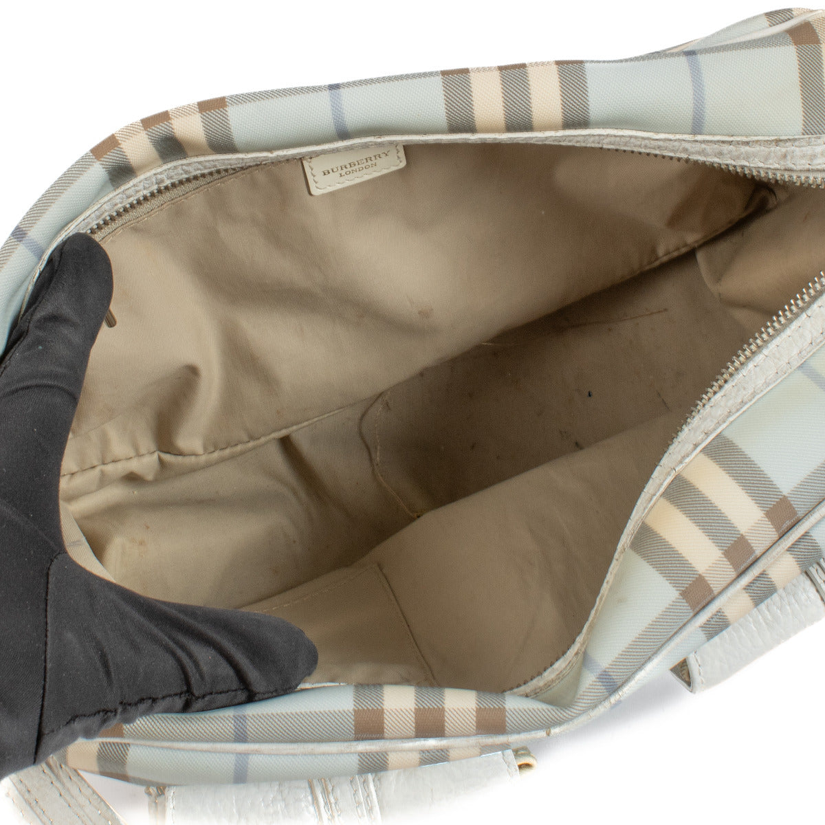 Sac Burberry blanc et bleu à motif House Check
