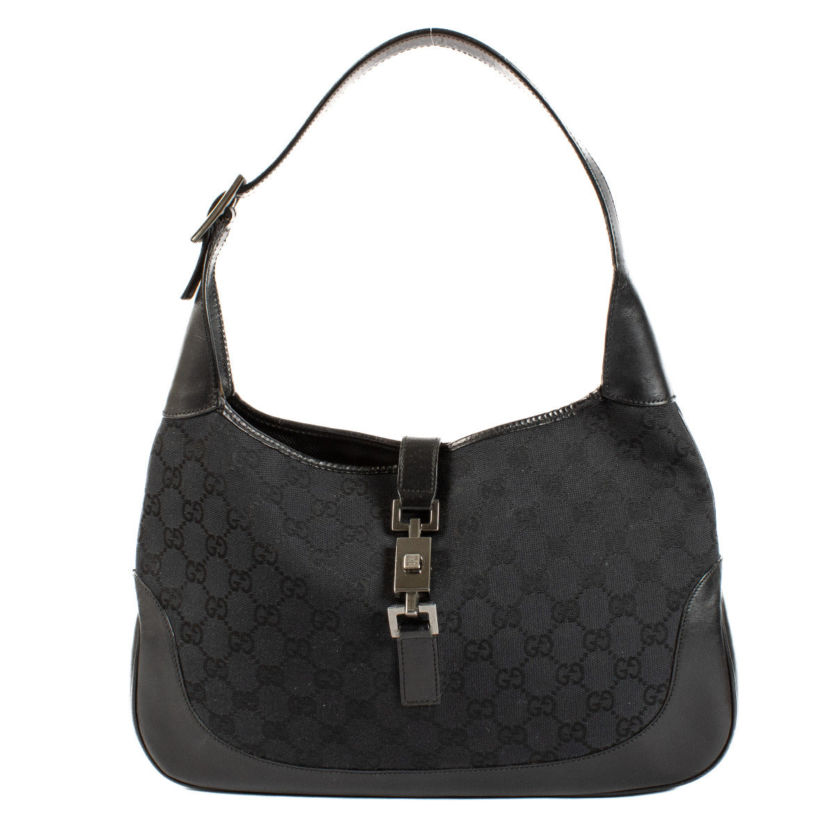 Sac Jackie Gucci noir en toile GG
