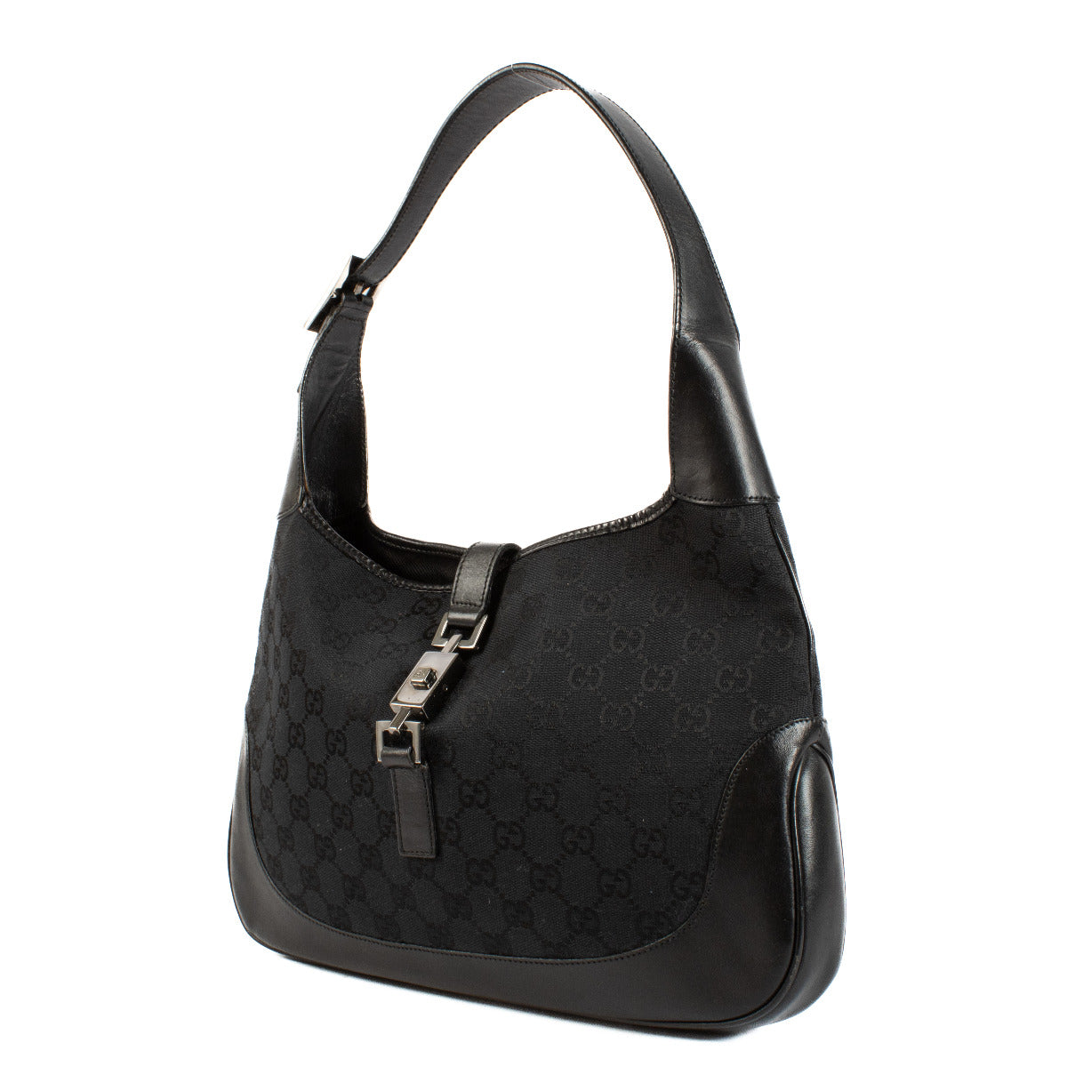 Sac Jackie Gucci noir en toile GG