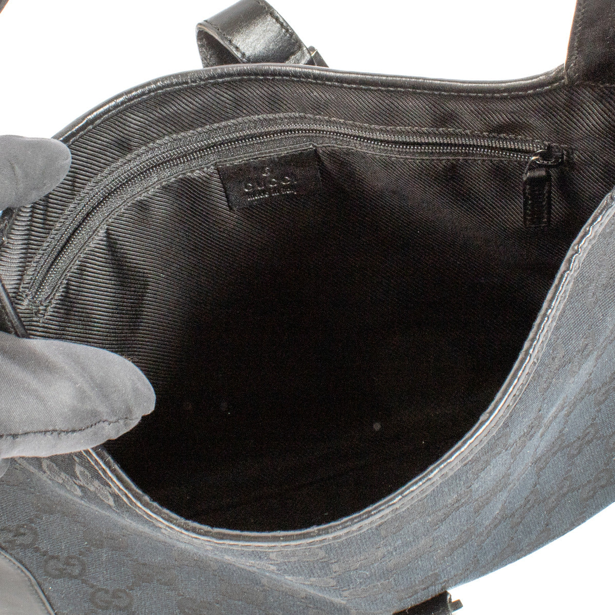 Sac Jackie Gucci noir en toile GG