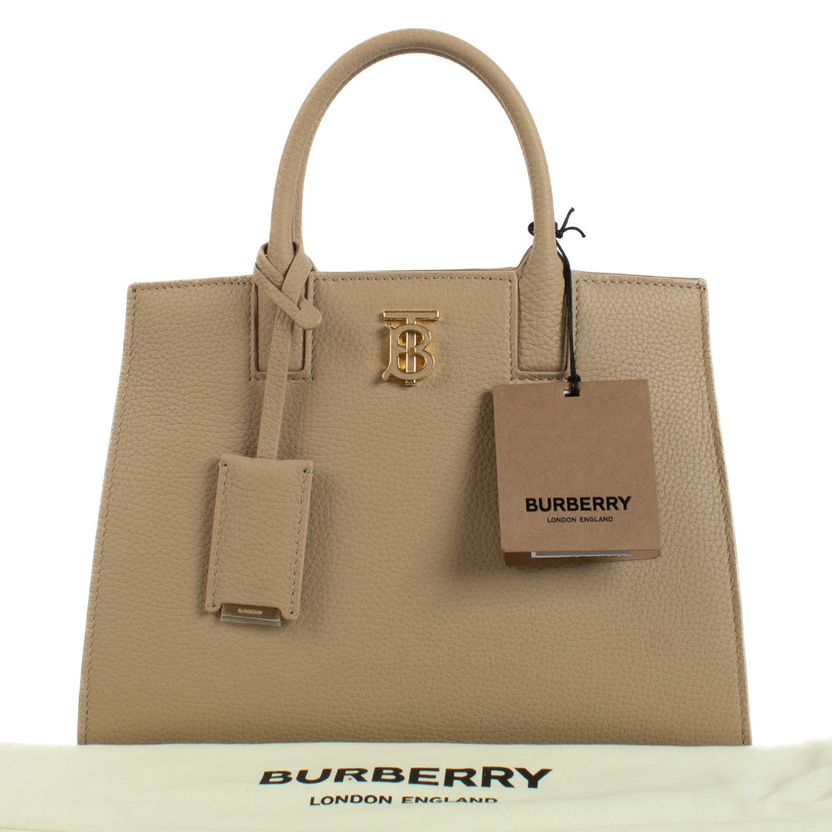 Shop safe online at Labellov in Antwerp, Brussels and Knokke this 100% authentic second hand Burberry Beige Grained Leather Mini Frances Top Handle