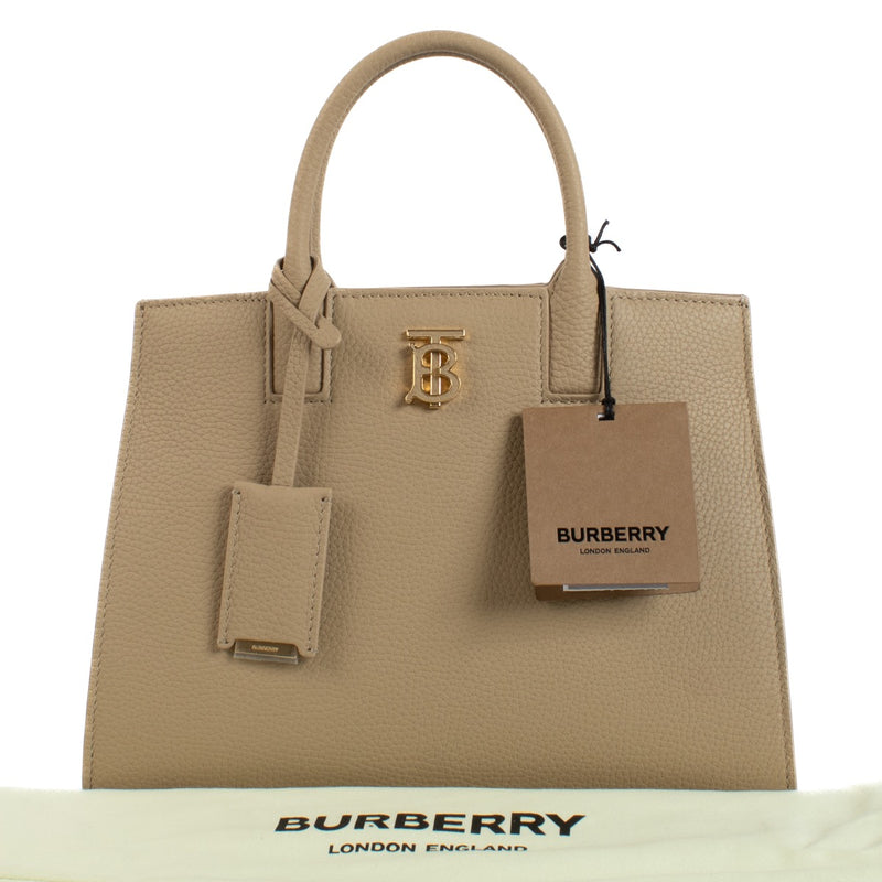 Shop safe online at Labellov in Antwerp, Brussels and Knokke this 100% authentic second hand Burberry Beige Grained Leather Mini Frances Top Handle