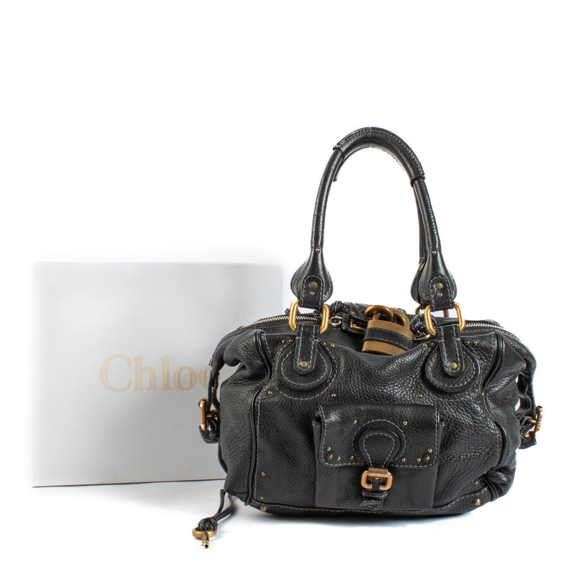 Chloé Black Leather Front Pocket Paddington Bag