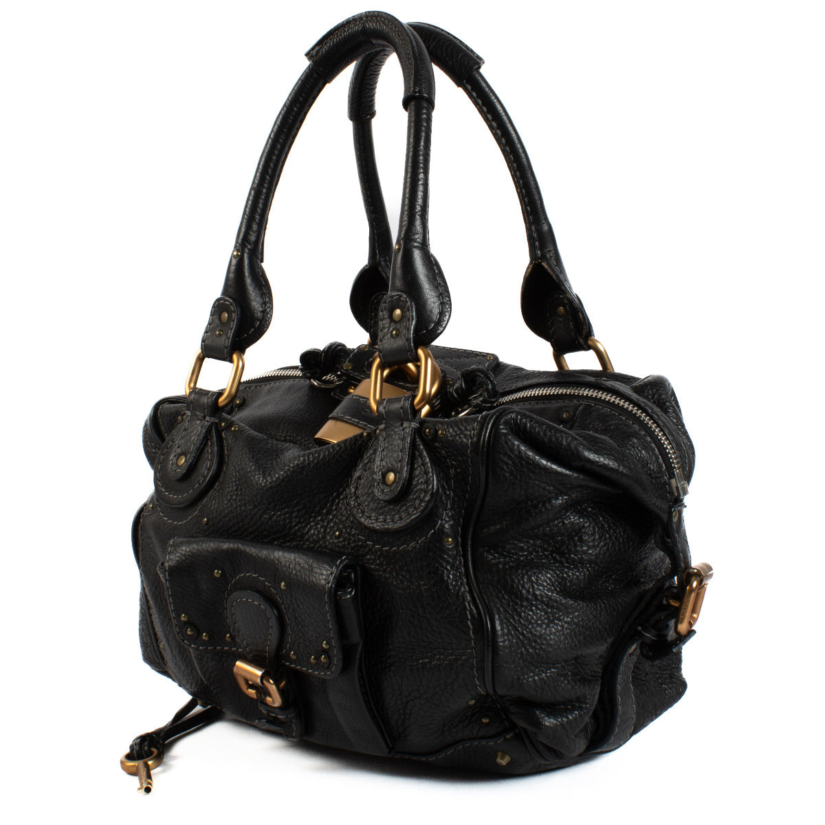 Chloé Black Leather Front Pocket Paddington Bag