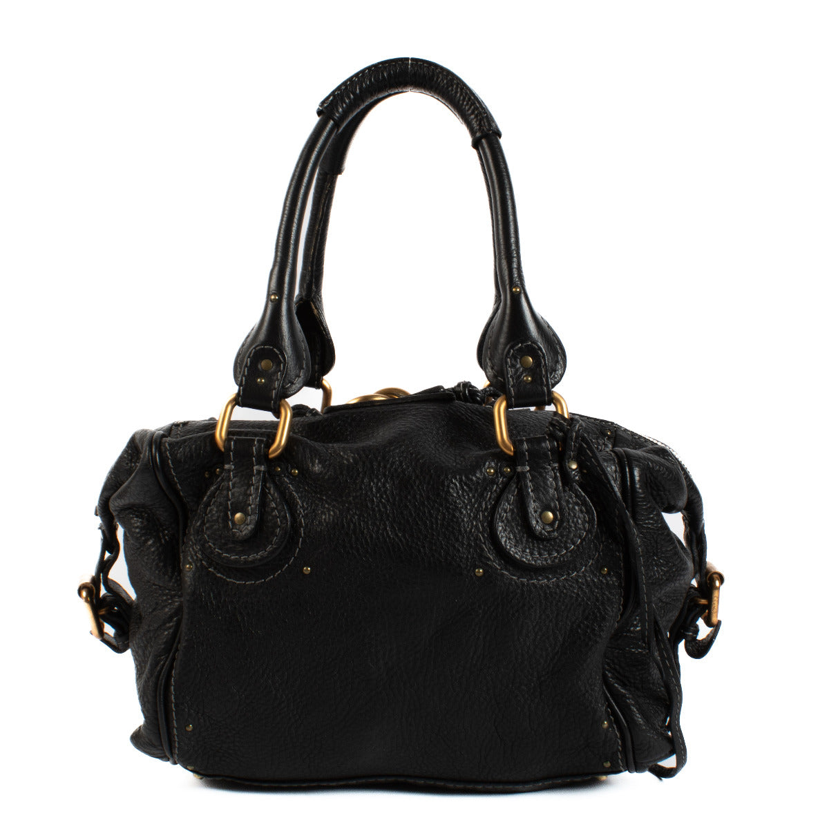 Chloé Black Leather Front Pocket Paddington Bag