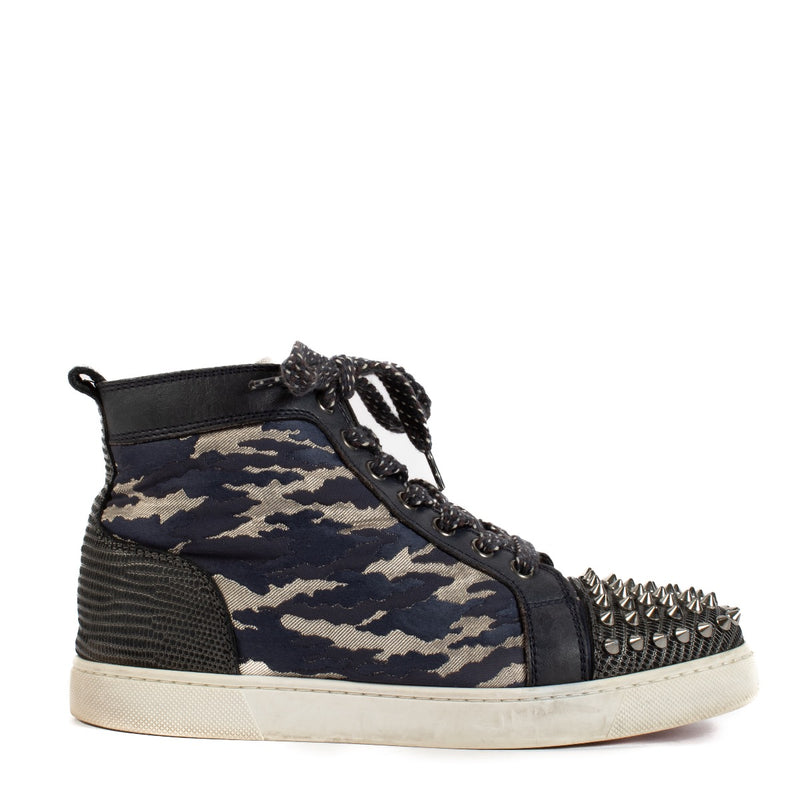 shop 100% authentic second hand Christian Louboutin Louis Orlato Navy Camo Sneakers - Size 37 on Labellov.com