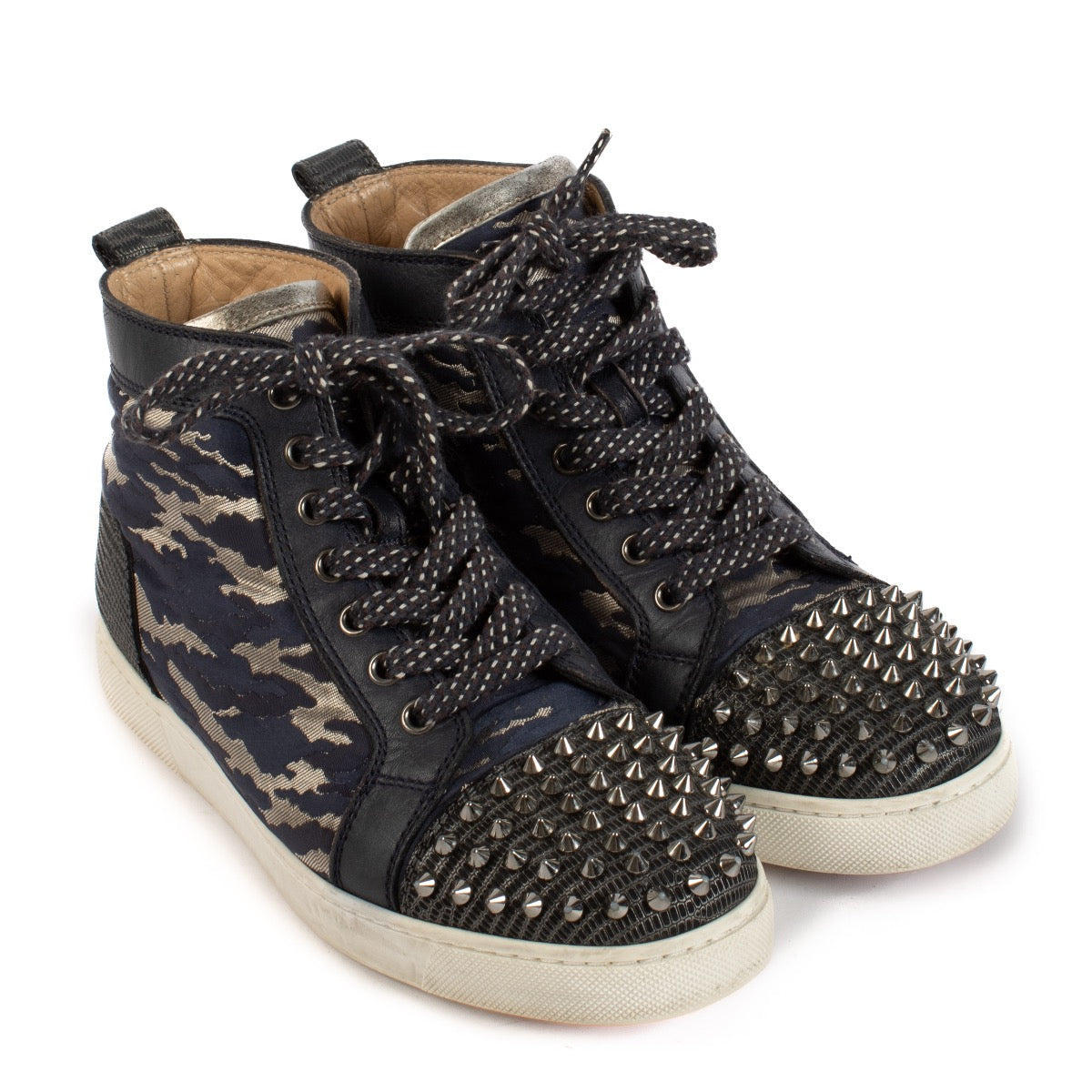 shop 100% authentic second hand Christian Louboutin Louis Orlato Navy Camo Sneakers - Size 37 on Labellov.com