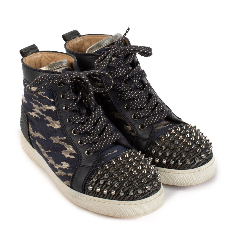 shop 100% authentic second hand Christian Louboutin Louis Orlato Navy Camo Sneakers - Size 37 on Labellov.com