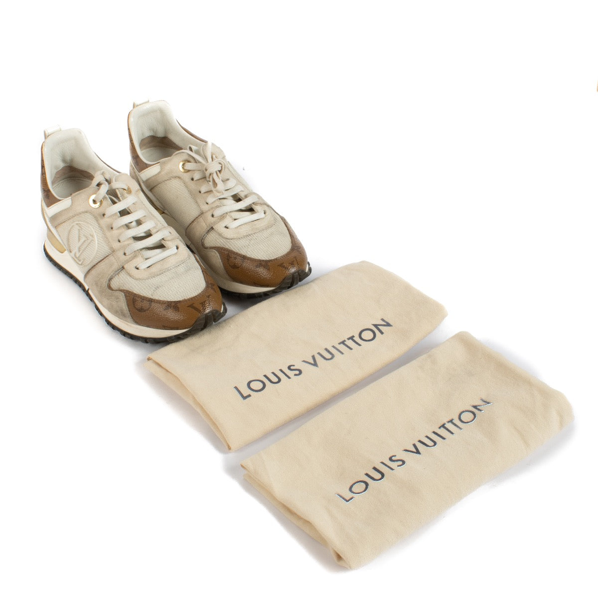 shop 100% authentic second hand Louis Vuitton Beige Run Away Sneakers - Size 36 1/2 on Labellov.com