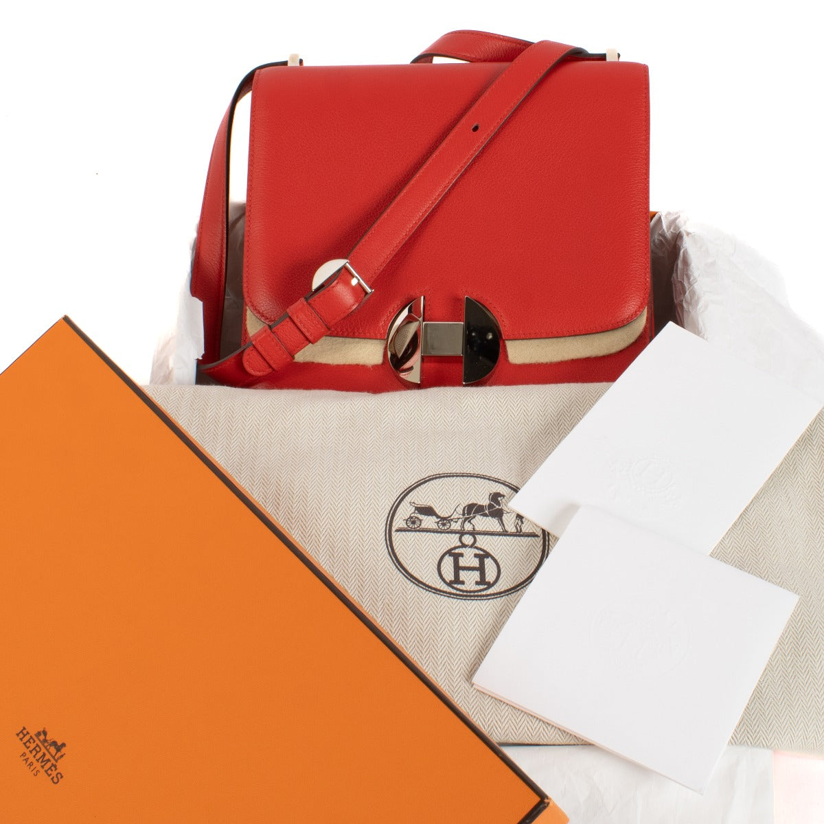 Authentic second hand Hermès 2002-20 Rouge de Coeur Evercolor PHW on www.labellov.com