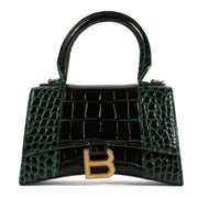 Balenciaga Forest Green Crocodile Embossed Hourglass XS Bag