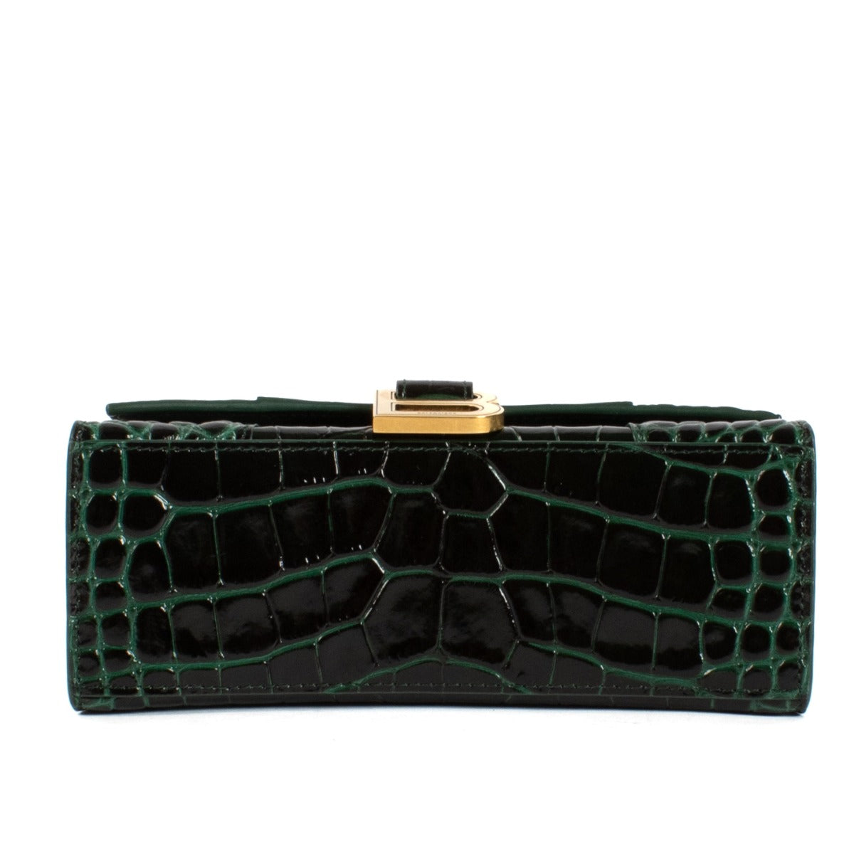 Balenciaga Forest Green Krokodillenreliëf Hourglass XS Tas