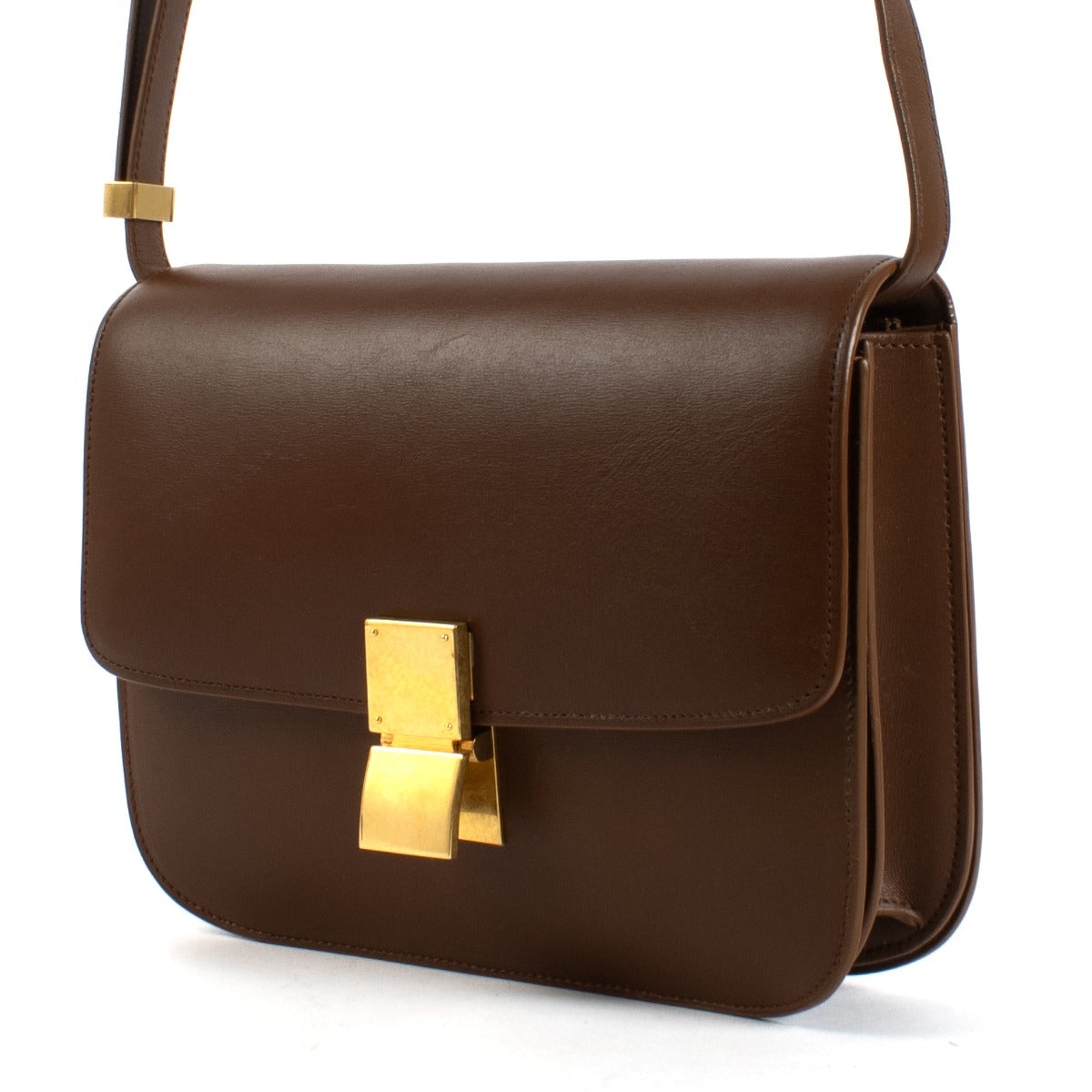 Celine Brown Smooth Leather Medium Classic Box Bag