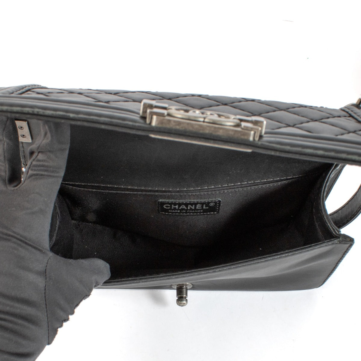 Chanel Black Calfskin Wild Stitch Medium Boy Bag