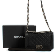 Chanel Black Calfskin Wild Stitch Medium Boy Bag