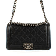 Chanel Black Calfskin Wild Stitch Medium Boy Bag