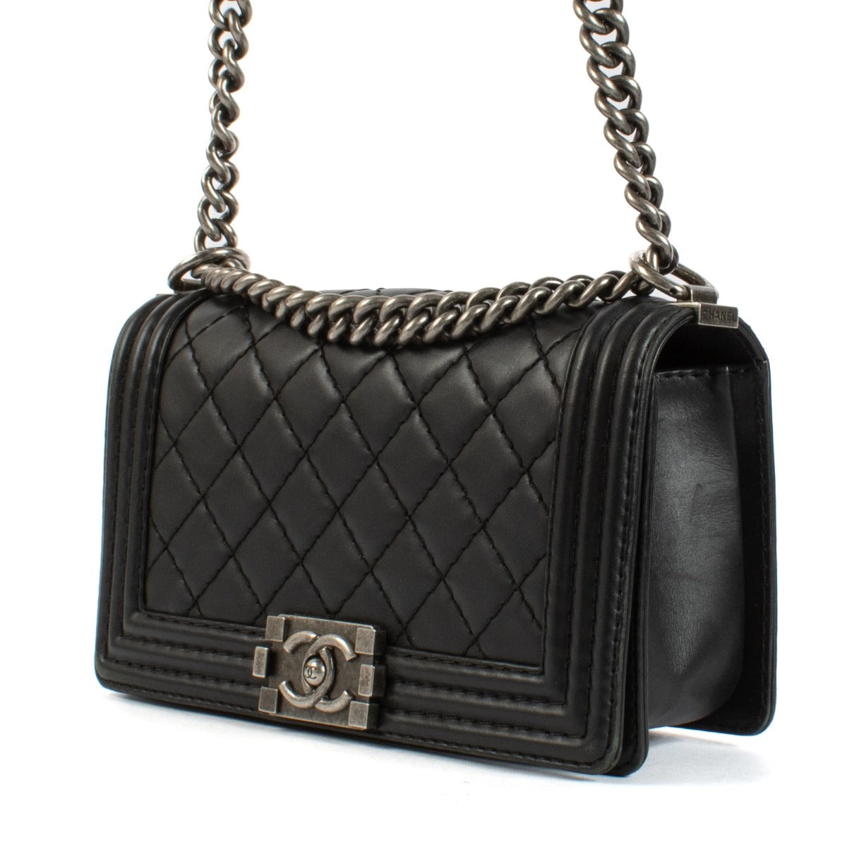 Chanel Black Calfskin Wild Stitch Medium Boy Bag