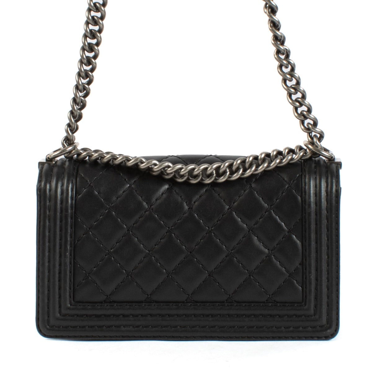 Chanel Black Calfskin Wild Stitch Medium Boy Bag