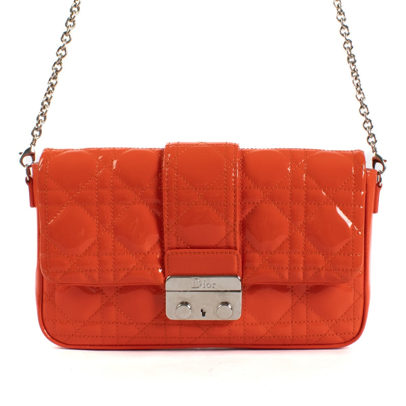 Christian Dior Orange Patent Leather New Lock Pouch