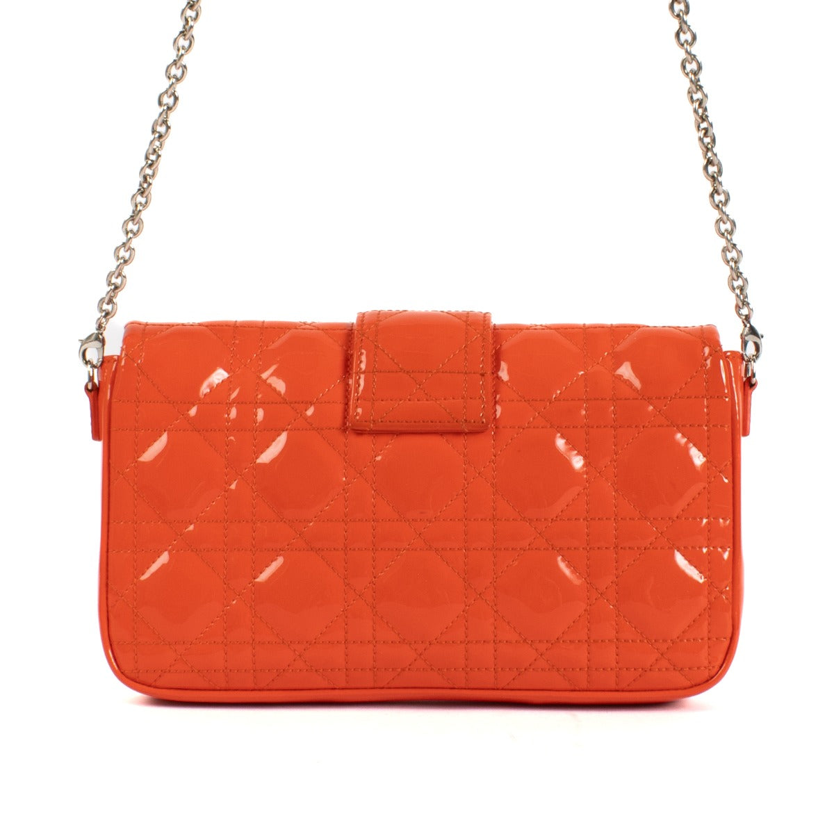 Christian Dior Orange Patent Leather New Lock Pouch