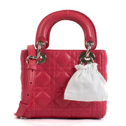 Christian Dior Framboise Lambskin Cannage Mini Lady Dior Bag