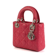 Christian Dior Framboise Lambskin Cannage Mini Lady Dior Bag
