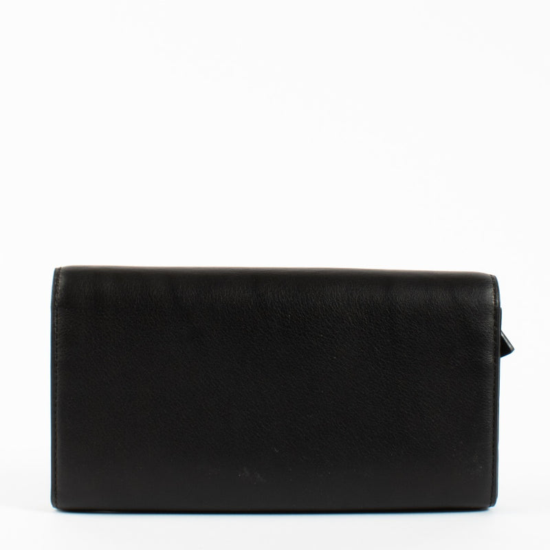 Delvaux Black Polo/Ostrich Leg Madame Long Wallet