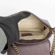 Shop this authentic Gucci Metallic Purple Soho Crossbody Bag pre-loved on Labellov.com