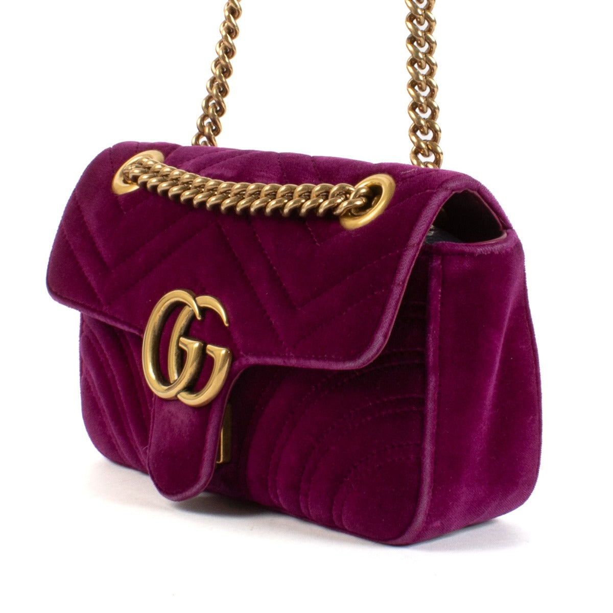 Gucci Purple Velvet Mini GG Marmont Bag