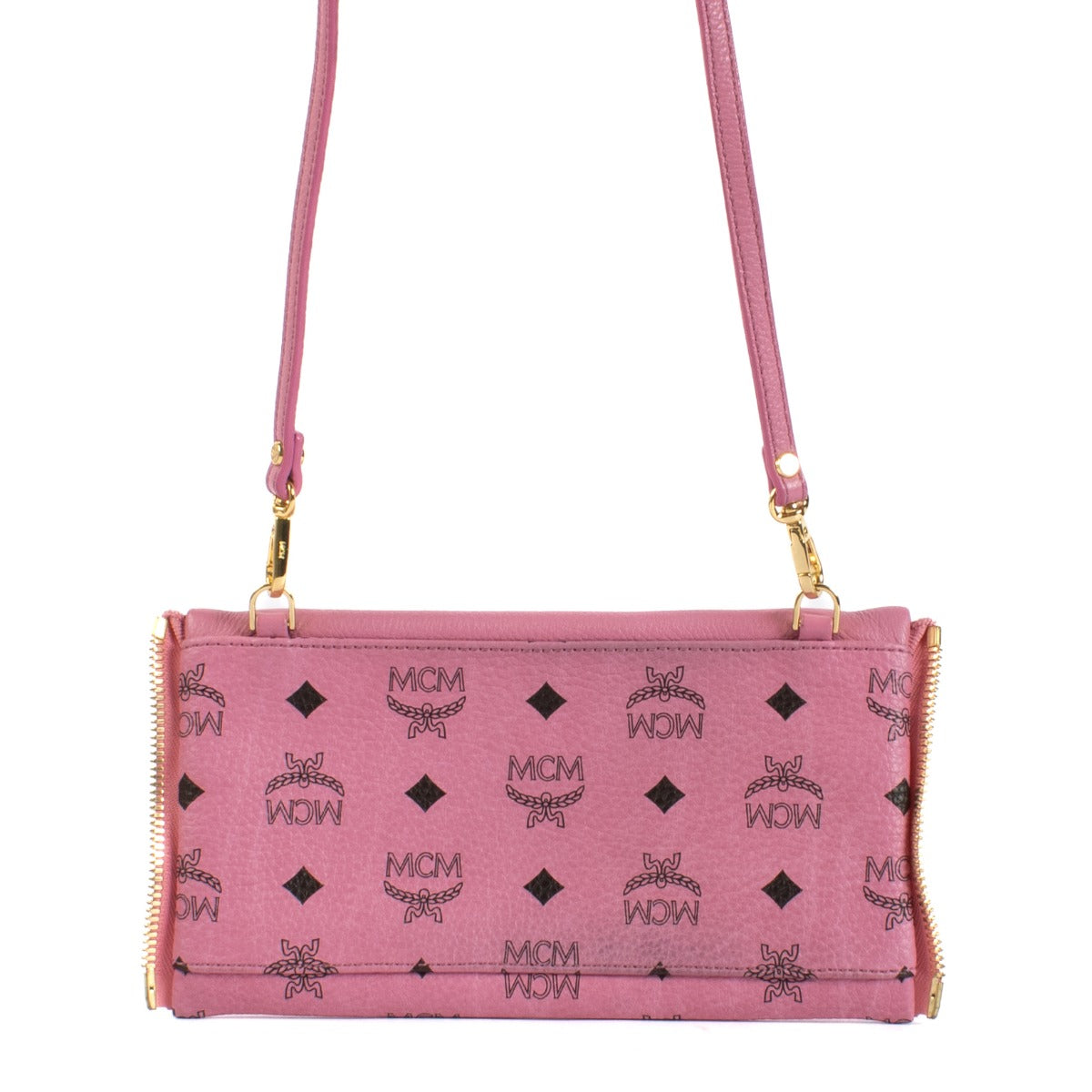 MCM Pink Visetos Studded Small Dual Stark Backpack