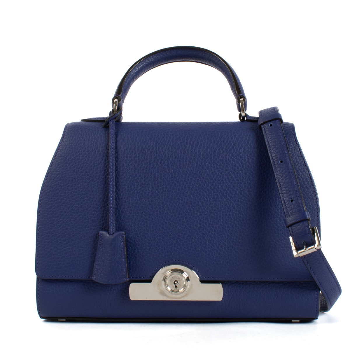 Moynat Blue Leather Rejane PM Bag