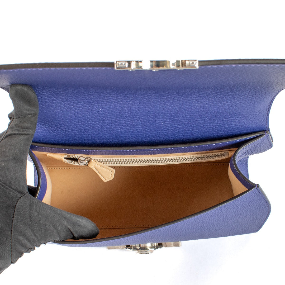 Sac Rejane PM en cuir bleu Moynat