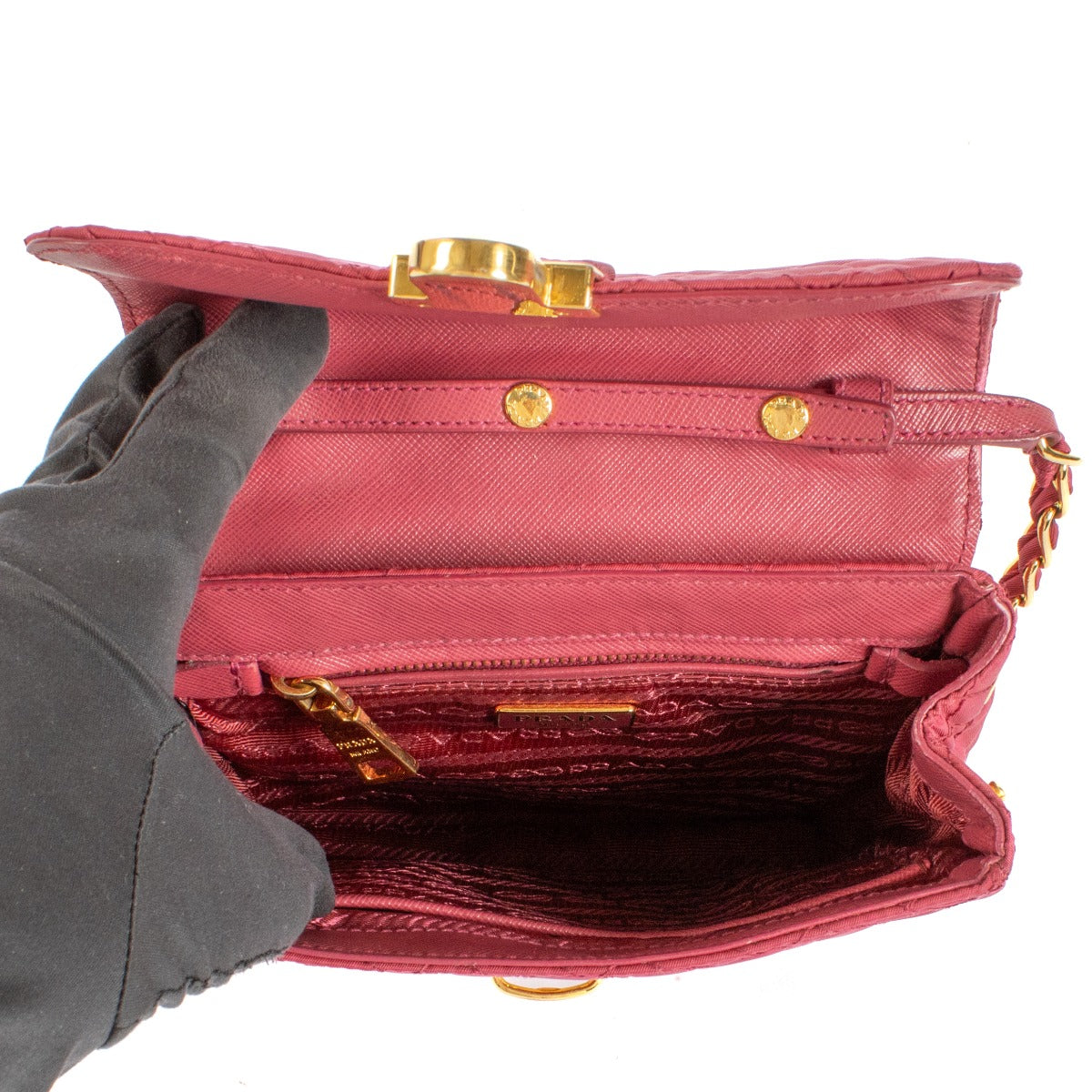 Sac bandoulière mini Prada en nylon rose