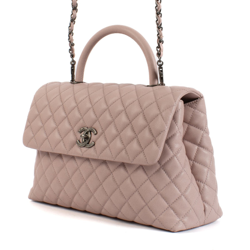 Chanel 17C Dusty Pink Caviar Large Coco Handle Bag