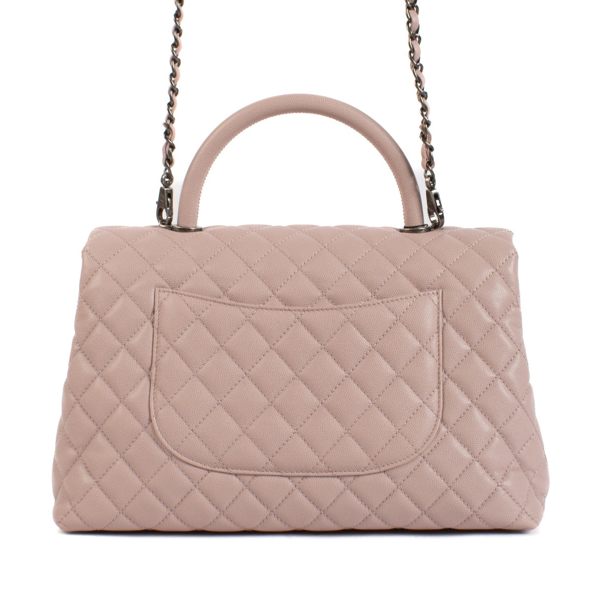 Chanel 17C Dusty Pink Caviar Maxi Coco Handle Tas