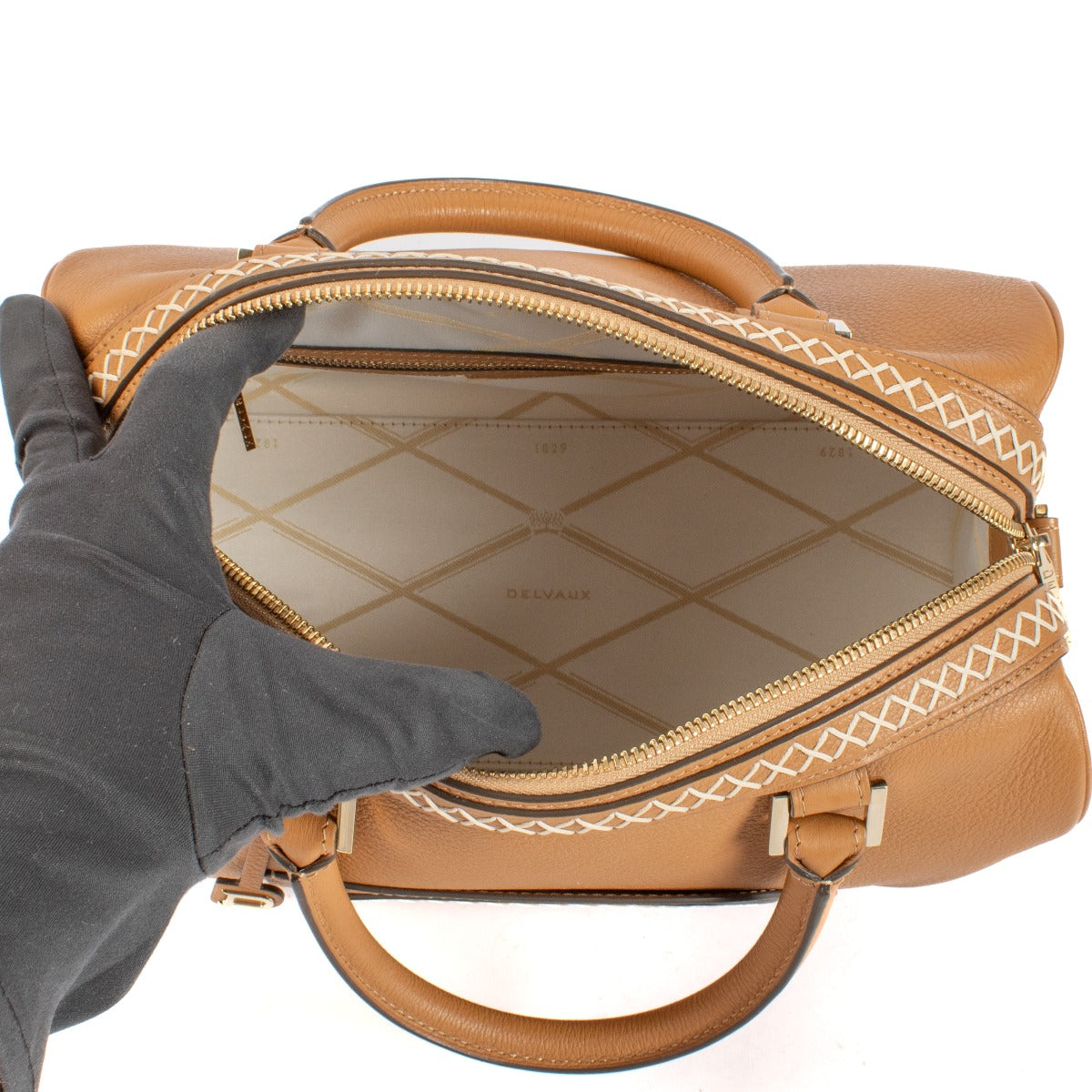 Delvaux Végétal Allure Louise Boston PM Surpiqué Bag