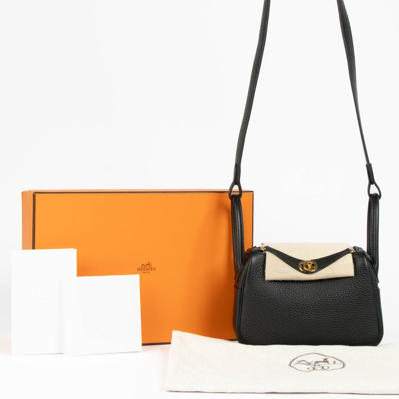 Hermès Lindy Mini I Zwarte Clemence GHW Tas