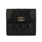 Chanel Black Calfskin Boy Small Flap Wallet