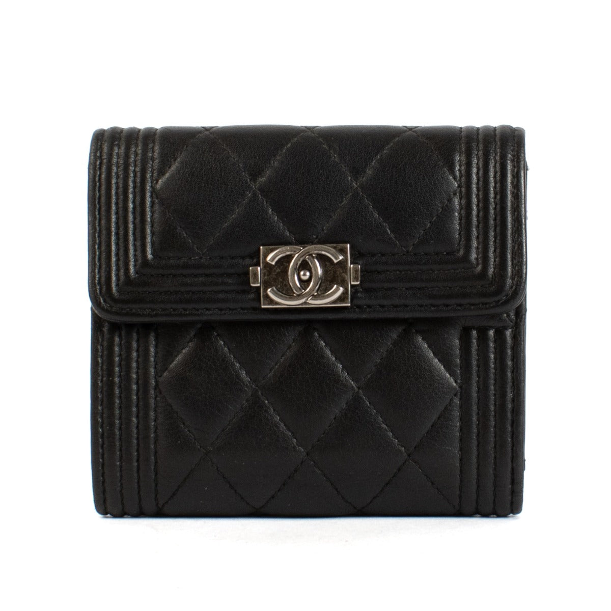 Chanel Black Calfskin Boy Small Flap Wallet